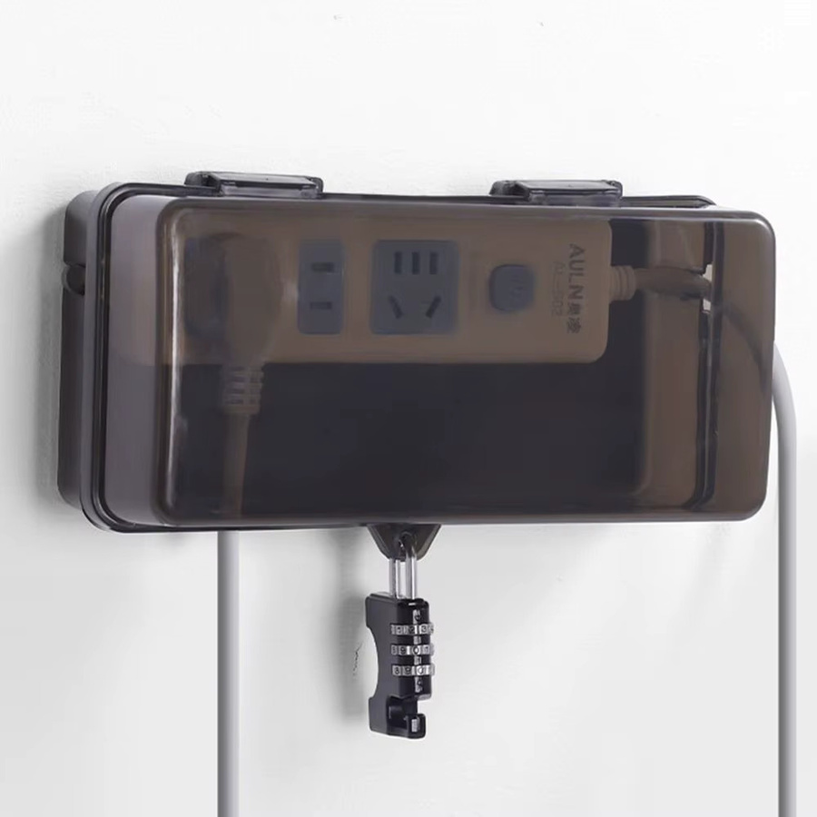 Wasserdichte Kabelmanagement-Box für den Außenbereich, wetterfeste Steckerbox zur Abdeckung von Verlängerungskabeln, Weiß/Transparent, B/T/H: 22,0 x 10,5 x 5,5 cm - Bild 2