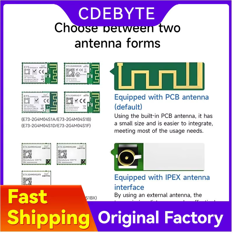 CDEBYTE E73-2G4M04S1 Serie Bluetooth Low Energy 4.2/5.0 nRF52832/nRF52810/nRF51822/nRF52811 2,4 GHz SMD PCB Antennenmodul - Bild 2