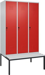 C+P Spind Classic PLUS Spind mit Sitzbank, 3 Abteile, Lichtgrau, B/T/H: 212,0 x 120,0 x 81,5 cm - Bild 1