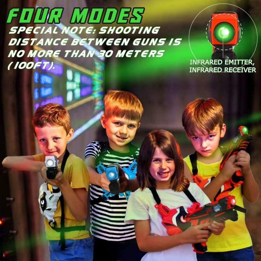 VATOS Team-Schießspiel, 4x Infrarot-Laser-Tag-Pistolen-Set, Blaster-Pistole - Bild 3