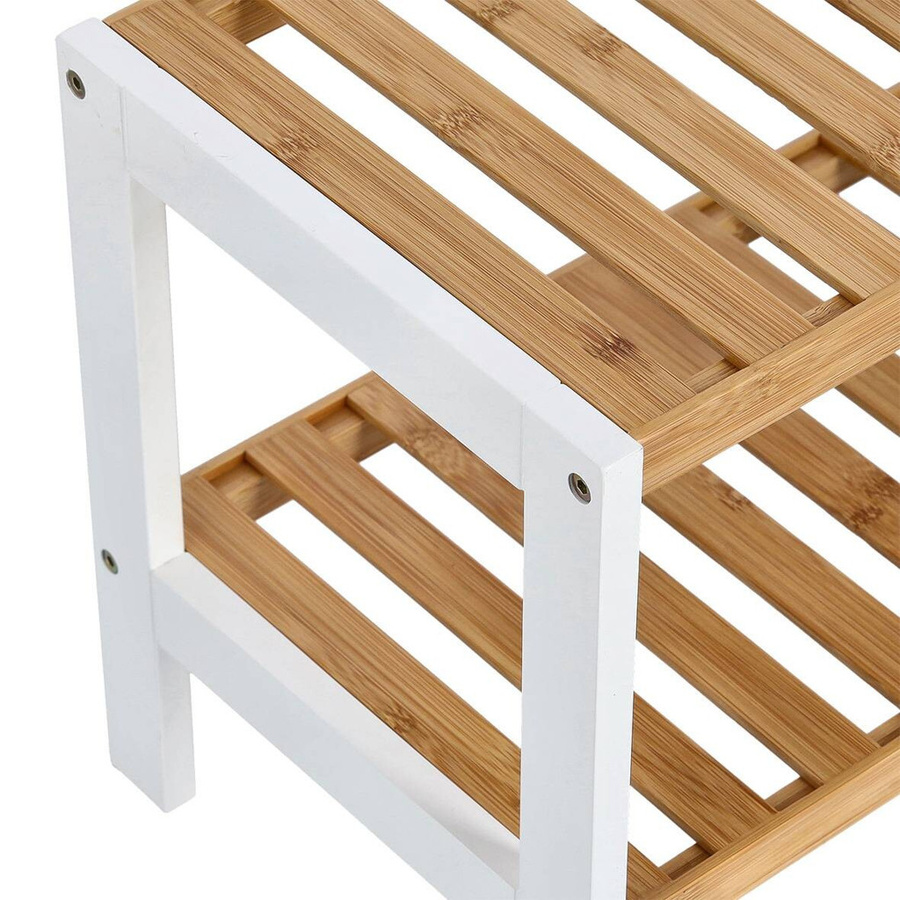 Zeller Schuhregal mit 2 Ablagen aus Bambus und MDF in Weiß, B/H/T: 70 x 33 x 26 cm - Bild 2