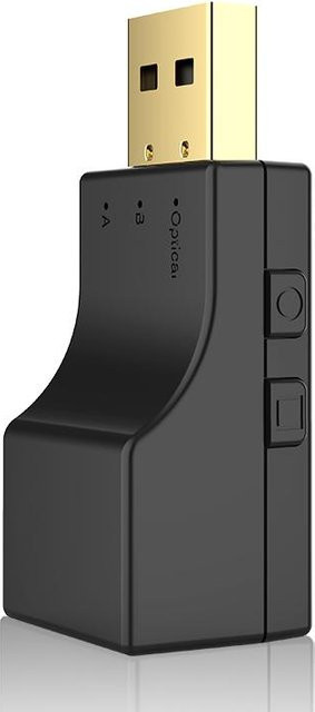 VAORLO USB Optischer Bluetooth Audio Transmitter Dual Stream Multipoint Hifi Stereo Low Latency Drahtloser Adapter für TV PC PS und Xbox, Schwarz - Bild 1