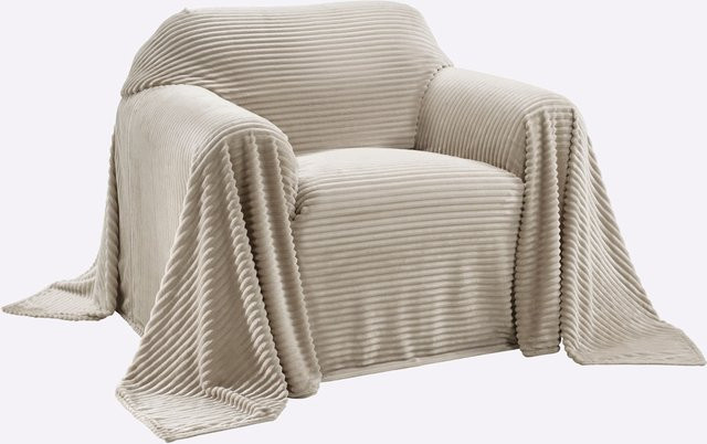 Pereira da Cunha Sesselüberwurf aus Fellimitat in Braun und Beige, gestreift und wendbar - Bild 1