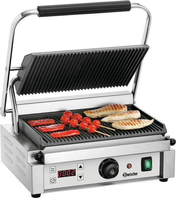 Bartscher Kontaktgrill Panini 1RDIG in Silber mit Digitalanzeige und Timer, B/T/H: 41 x 40 x 20 cm - Bild 1