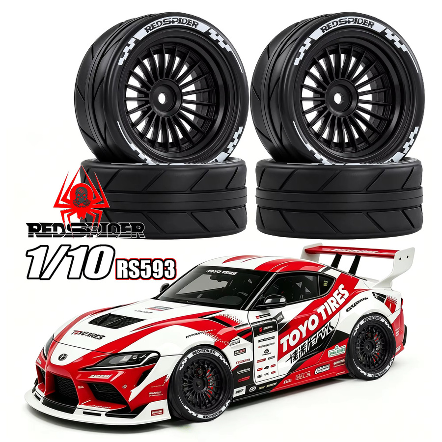 RS Red Spider, RC On-Road-Reifen und Kunststoff-Rallye-Räder, 4-teiliges Set - Bild 6