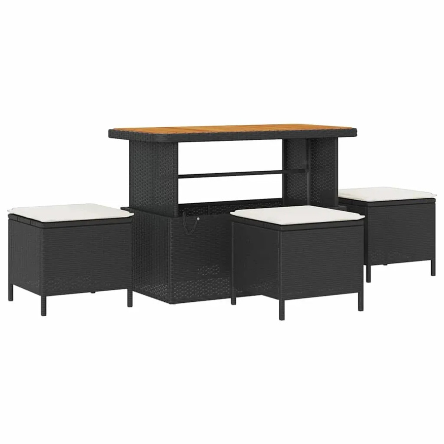 vidaXL Garten-Sofa-Set 14-teilig aus Poly-Rattan mit Kissen in Schwarz-Creme - Bild 2