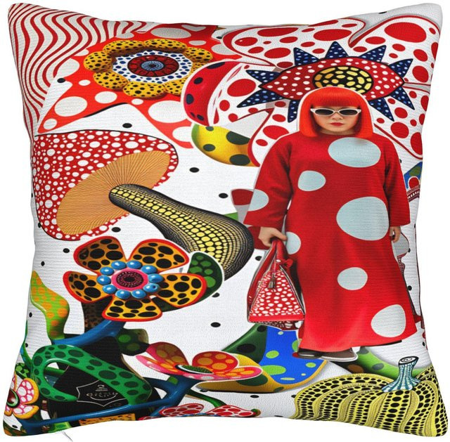 Annier Kissenbezug Yayoi Kusama Abstraktes Gesicht Design, Mehrfarbig, B/B/H: 45 x 45 x 0 cm - Bild 1