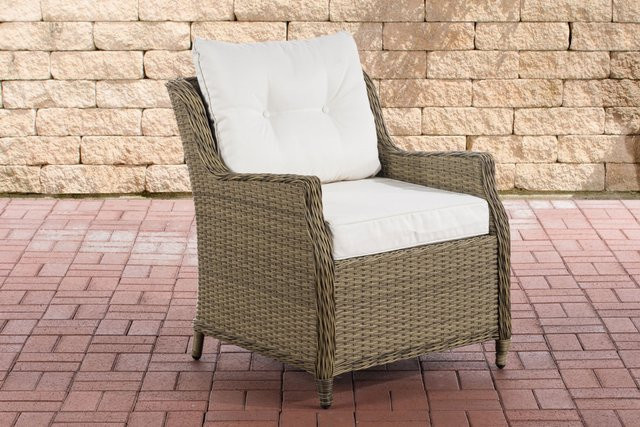 TPFGarden Sessel Pantheon in Cremeweiß aus Rattan und Metall für deinen Garten - Bild 1