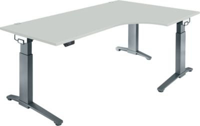 Schäfer Shop Genius ERGOSTYLE S Schreibtisch elektrisch höhenverstellbar, C-Fuß, einstufig, lichtgrau/anthrazit, B: 200 cm, T: 80 cm, H: 71,5 - 118,2 cm - Bild 1