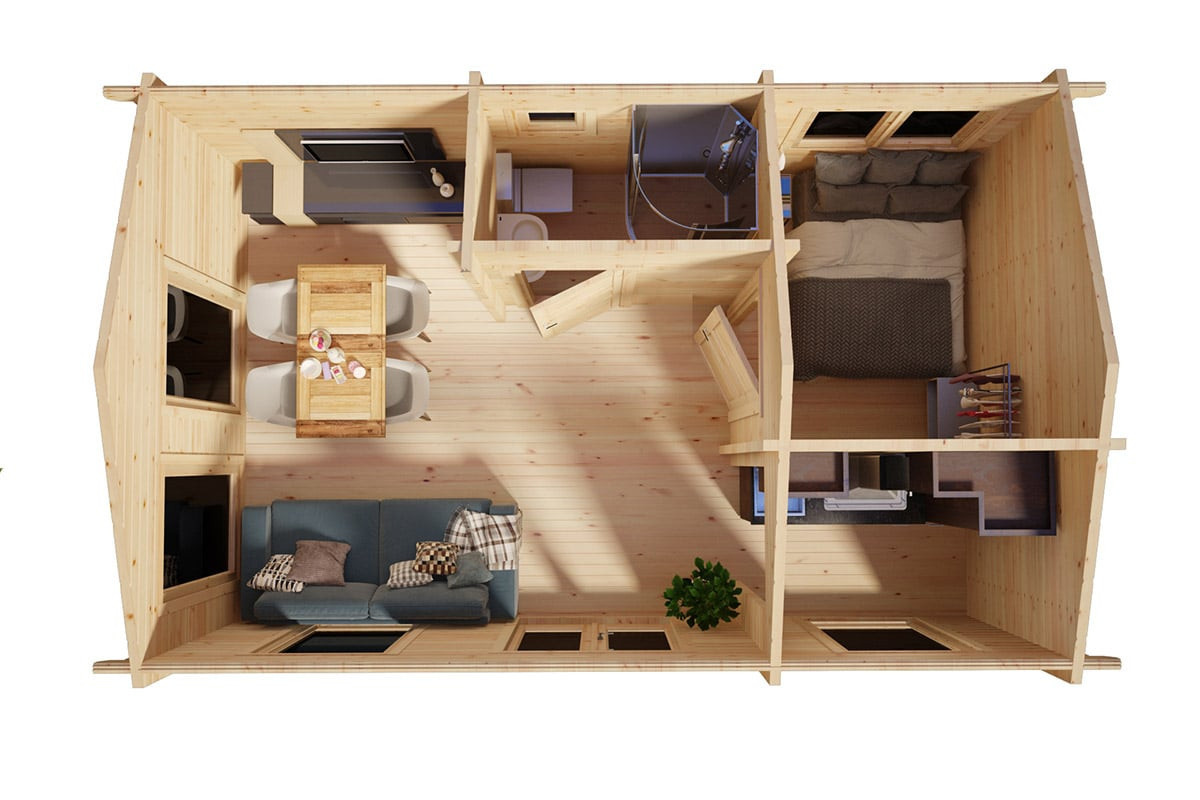 Blockhaus Schweden C mit einem Schlafzimmer B/T: 6 x 4 m - Bild 2