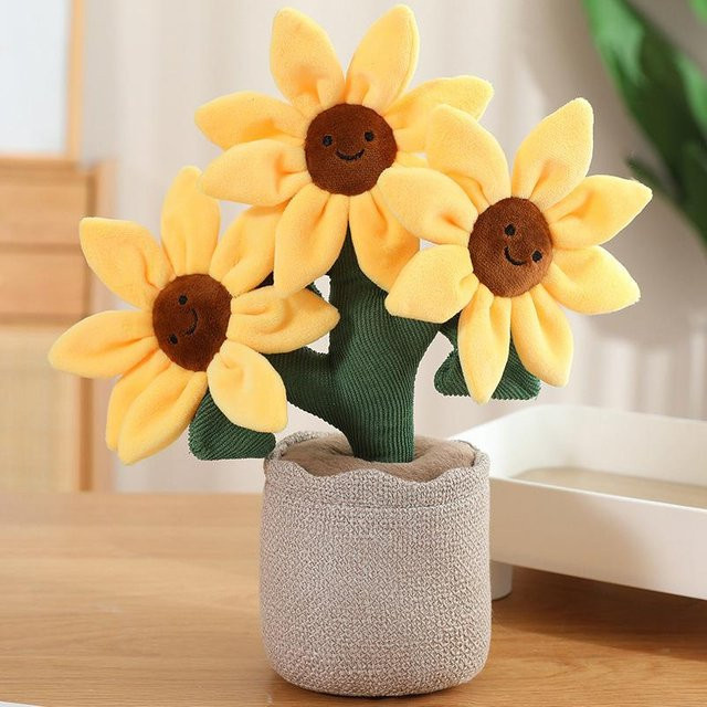 Bai Fen Bai Lächeln Sonnenblume Puppe Plüschtier, beige, 32cm - Bild 1