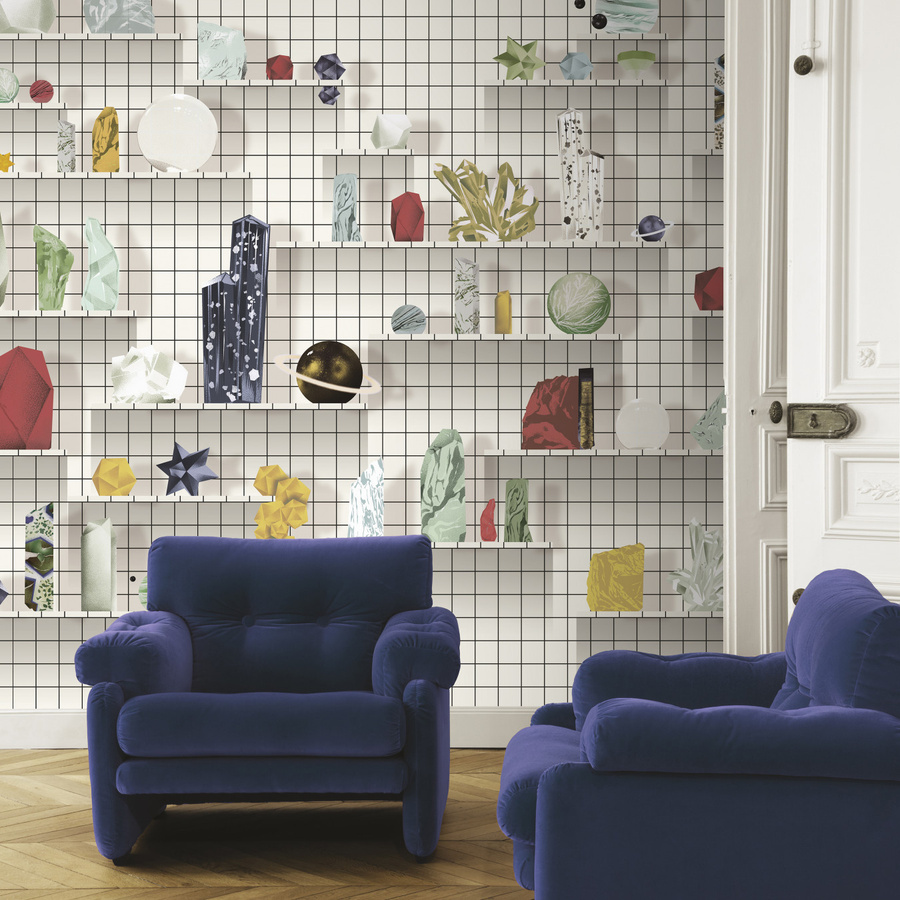 Nobilis Mural Curiosite I Wandtattoo im abstrakten Shabby Chic Design in Weiß und Multicolour - Bild 1