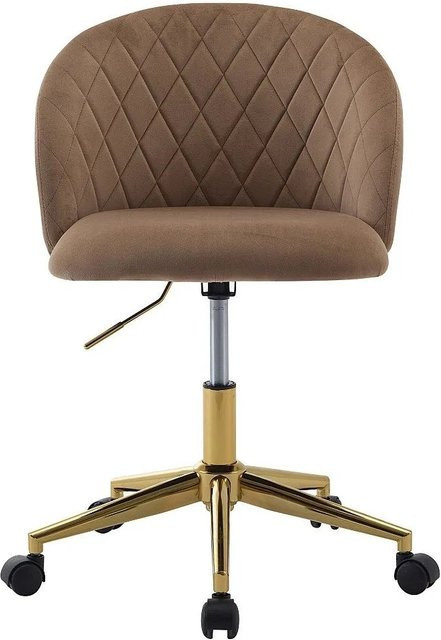 Poriani Bürostuhl ohne Armlehnen in Beige mit Samtbezug und goldenem Metallgestell für dein Home-Office - Bild 1
