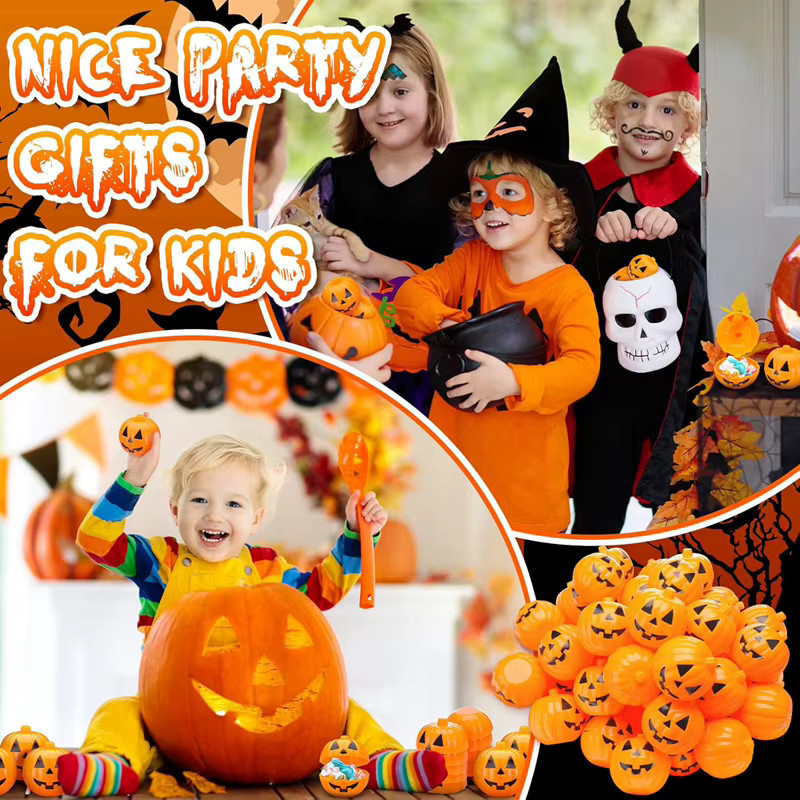 ZQNYCY Halloween Kürbis-Geschenkboxen in Orange als Süßigkeiten-Behälter und Party-Dekoration für Kinder - Bild 3