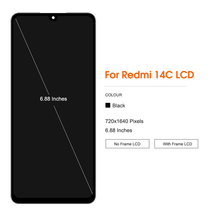 Xiaomi Redmi 14C LCD Display Bildschirm mit Touch Panel Digitizer und Rahmen in Schwarz, 6.88 Zoll - Bild 3