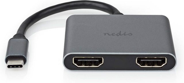 Nedis USB Multi-Port Adapter mit USB-C und DisplayPort in Schwarz und Grau - Bild 1