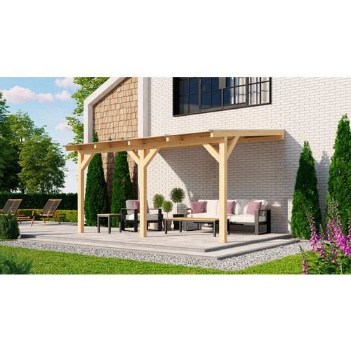 WEKA Terrassenüberdachung aus Leimholz in Beige, Breite: 434 cm, Tiefe: 373,5 cm, Höhe: 208 cm - Bild 2