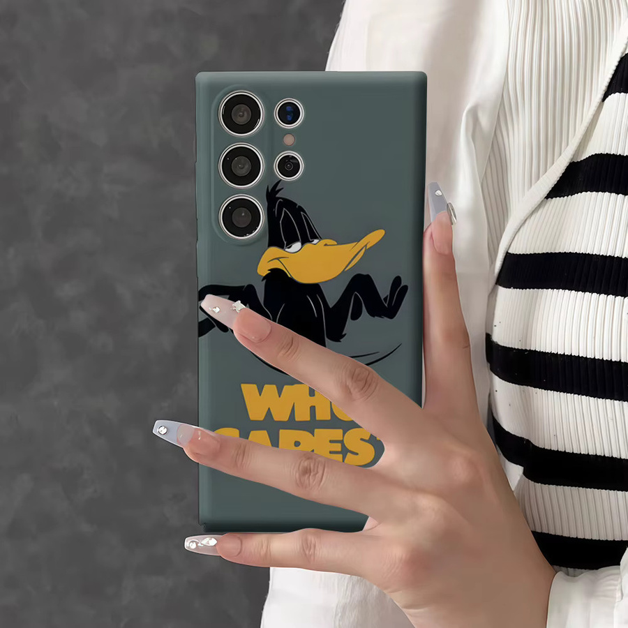 Stoßfeste Doppelschicht Handyhülle mit Daffy Duck Design für Samsung Galaxy S26 S25 S24 S23 Ultra Plus, Farbe: Grau - Bild 5