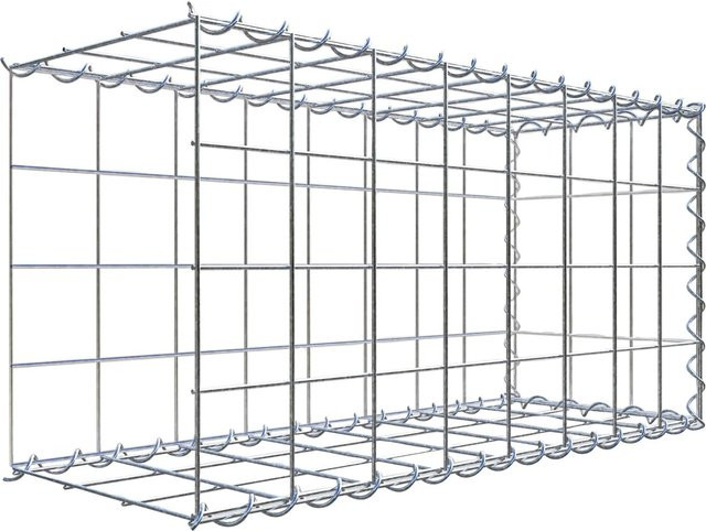 Gabiona Anbaukorb Typ 2 aus Stahl in Silbergrau, B/T/H: 80 x 40 x 30 cm, Maschenweite 10 x 10 cm - Bild 1
