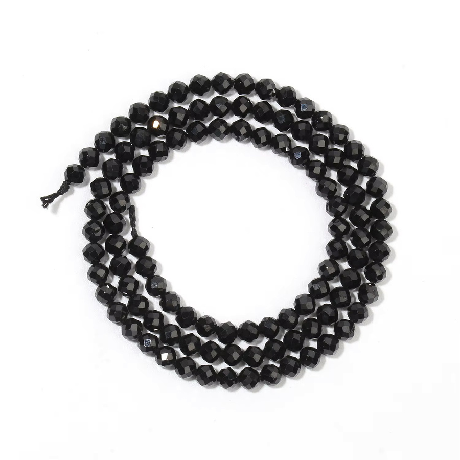 AOHAYOOMQ Perlen, schwarzer Onyx, facettiert, rund, 15'', Unisex - Bild 4