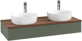 V&B Waschtischunterschrank Antao mit Frontstruktur, Wandhängend, Grau/Weiss, B/T/H: 120 x 50 x 19 cm - Bild 1