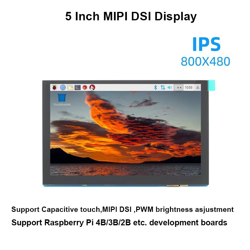 FUNKEYDO 5 Zoll DSI-Display Raspberry Pi MIPI TFT IPS kapazitiver Touchscreen LCD-Monitor mit 800 x 480 Pixeln unterstützt Raspbian, Ubuntu, Kali und Windows 10 - Bild 2