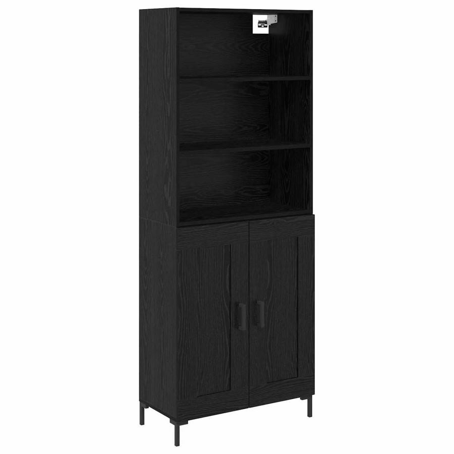 vidaXL Highboard Eiche Schwarz aus Holzwerkstoff mit Türen und Schubladen B/T/H: 69,5 x 34 x 180 cm - Bild 2
