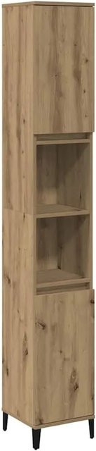 vidaXL Badschrank Artisan-Eiche in Braun mit Türen und offenen Regalen im industriellen Stil, B/T/H: 30 x 30 x 190 cm - Bild 1
