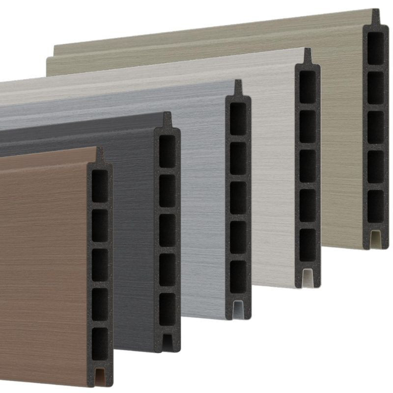 Sichtschutzzaun aus WPC mit Lamellen in Beige und Multicolour, Höhe: 179 cm, Breite: 179 cm, Tiefe: 14 cm - Bild 1