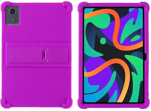 Stoßfeste Silikon Schutzhülle mit verstellbarem Ständer für Lenovo Idea Tab 11 TB335FC in Violett - Bild 1