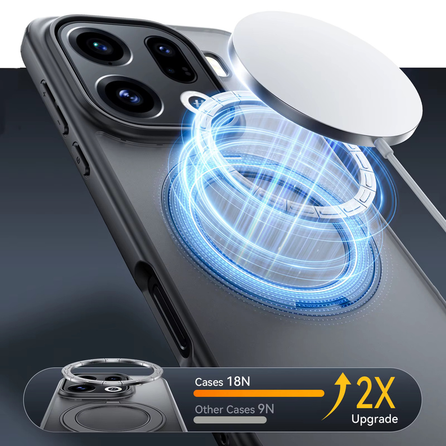 Magnetische und stoßfeste Handyhülle für OPPO Find X9 Pro, X9s und X9Ultra mit 360 Grad drehbarer Halterung und matter Rückseite in Transparent und Beige - Bild 5