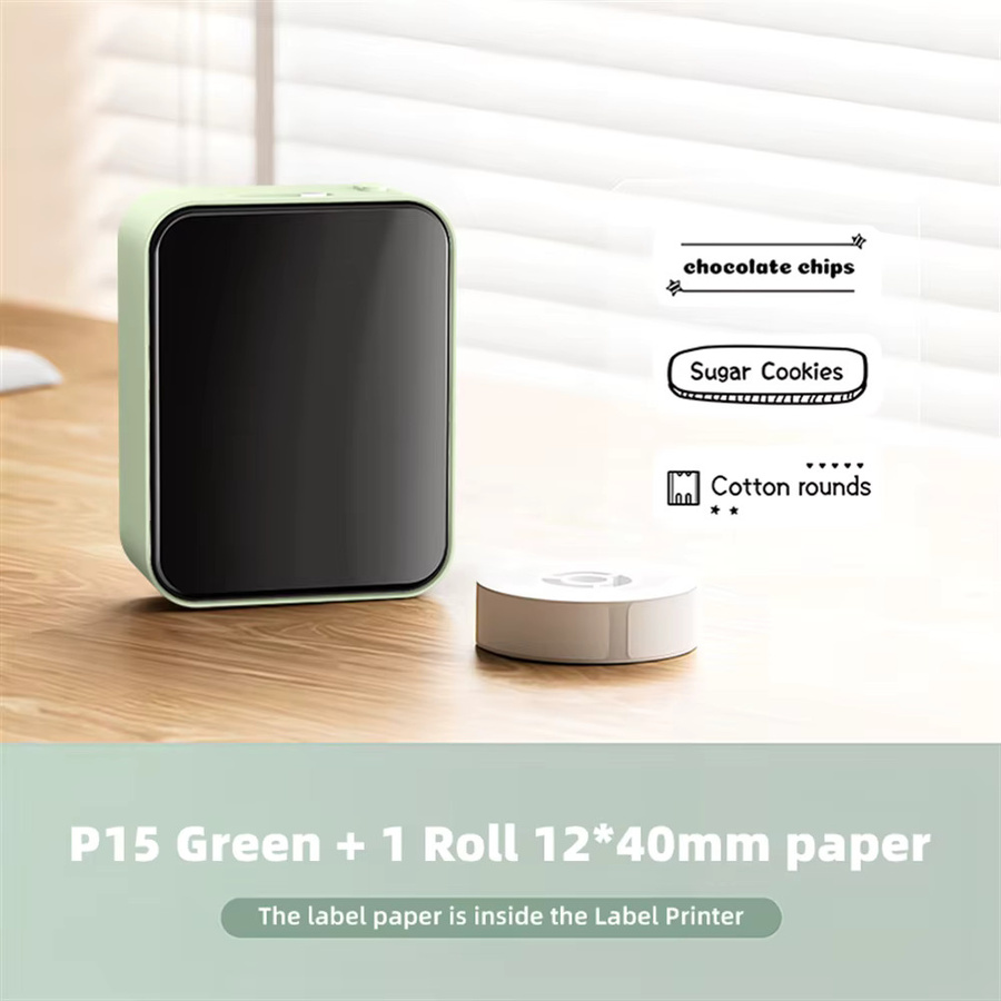 MarkLife P15 Mini tragbarer Thermodrucker in Grün, kabelloser Bluetooth Etikettendrucker für Zuhause und Büro - Bild 2