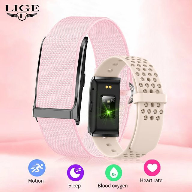 LIGE Smartwatch für Damen und Herren mit Schlaftracker und Anruferinnerung, Fitness Aktivität Armband für Android und iOS, Schwarz und Pink - Bild 1