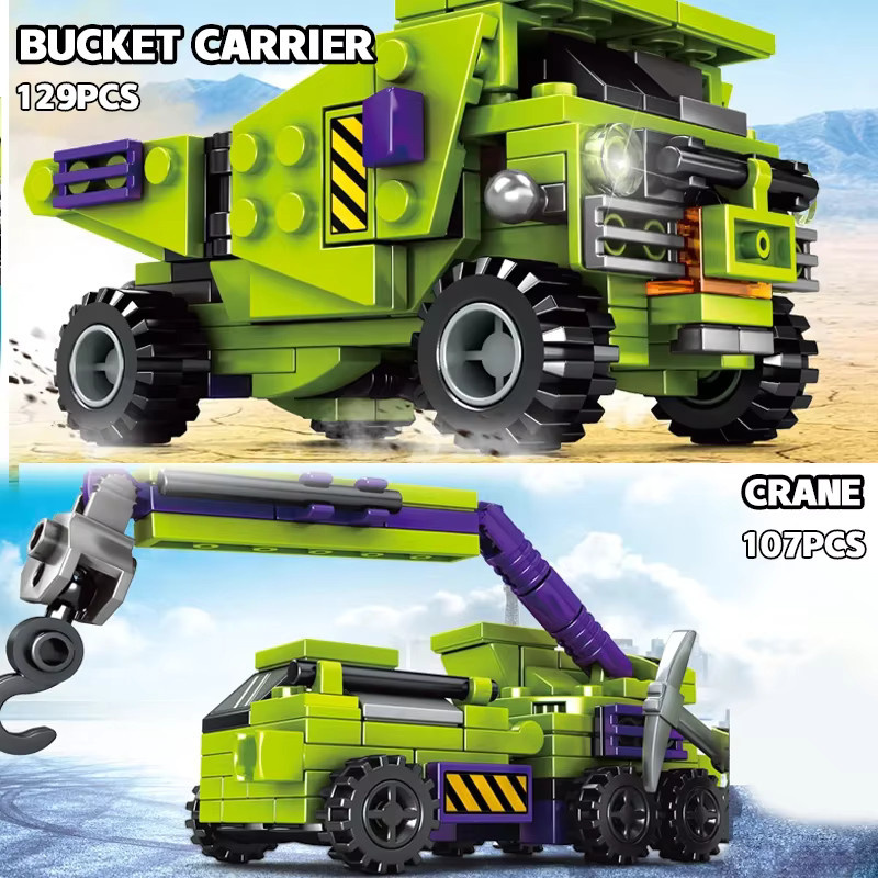 ZKZC 6 in 1 Verformung Auto Montage Bausteine, Transformation Rotots Fahrzeug, Ziegel, Actionfigur, Puzzle Spielzeug - Bild 4