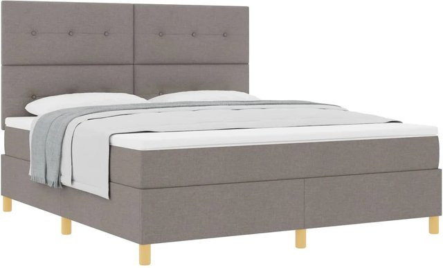 vidaXL Boxspringbett mit Matratze in Taupe, B/T: 180 x 200 cm, modernes Design mit Taschenfederkern und Stoffbezug - Bild 1