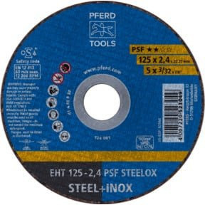 PFERD Trennscheibe EHT PSF STEELOX Universallinie für Stahl und Edelstahl, Blau, Durchmesser: 125 mm, Dicke: 2,4 mm, Bohrung: 22,23 mm - Bild 1