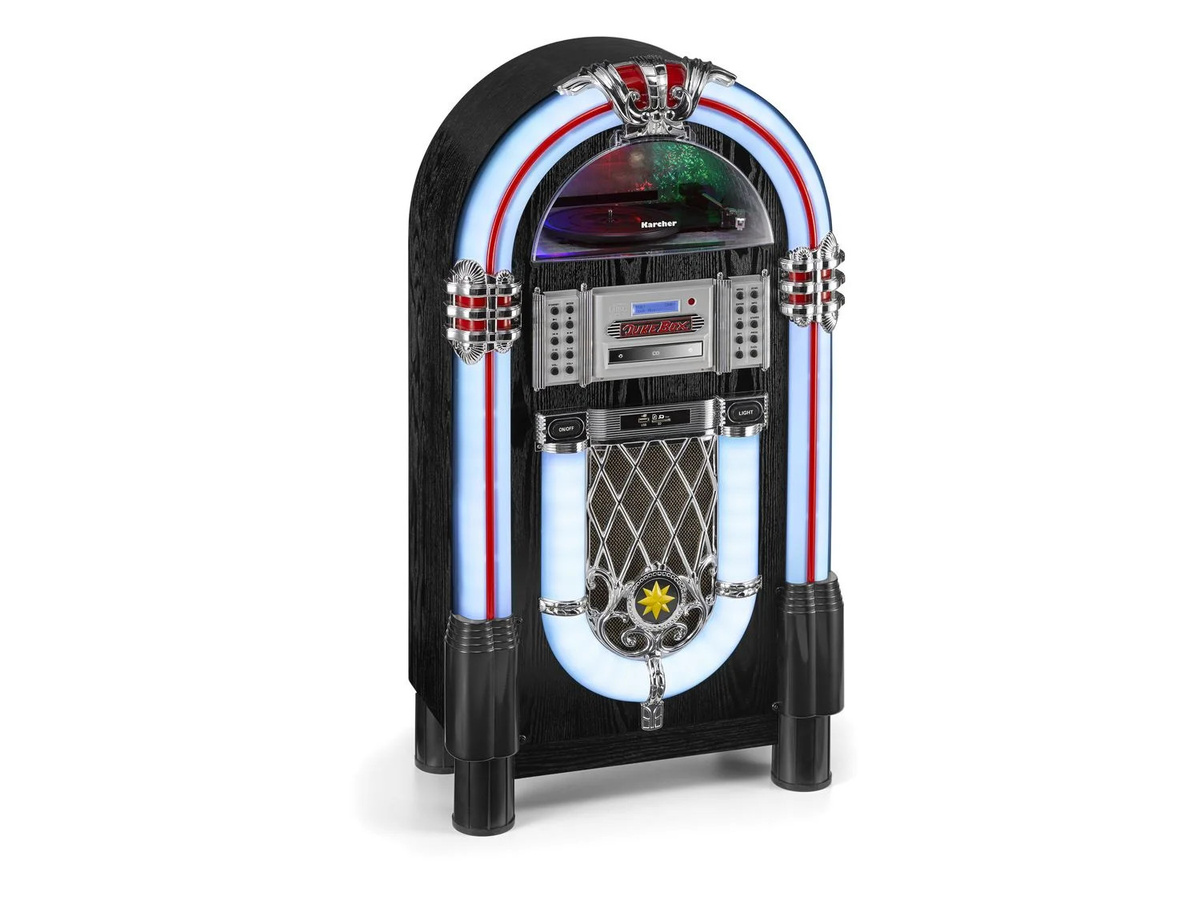 Karcher Jukebox JB 6608D in Schwarz/Mehrfarbig mit Plattenspieler, CD-Player, Bluetooth, DAB+ Radio und USB/SD-Karte - Bild 1