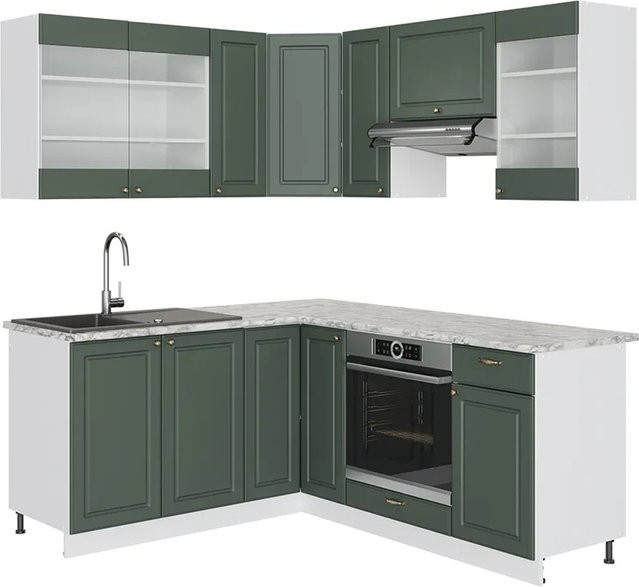 Vicco Eckküche Fame-Line Landhausstil in Weiß Grün Gold mit 190 cm Breite - Bild 2