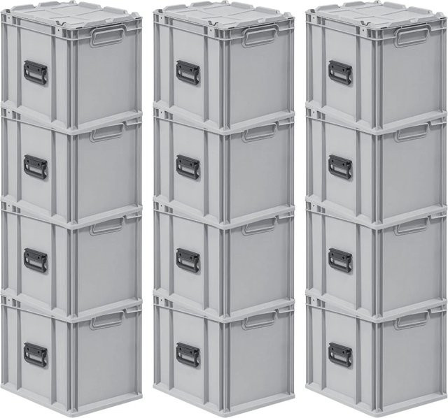 PROREGAL Spar Set 12x Eurobox Nextgen Portable Transportbehälter Grau, H x B x T: 33,5 x 40 x 30 cm, 30 Liter - Bild 1