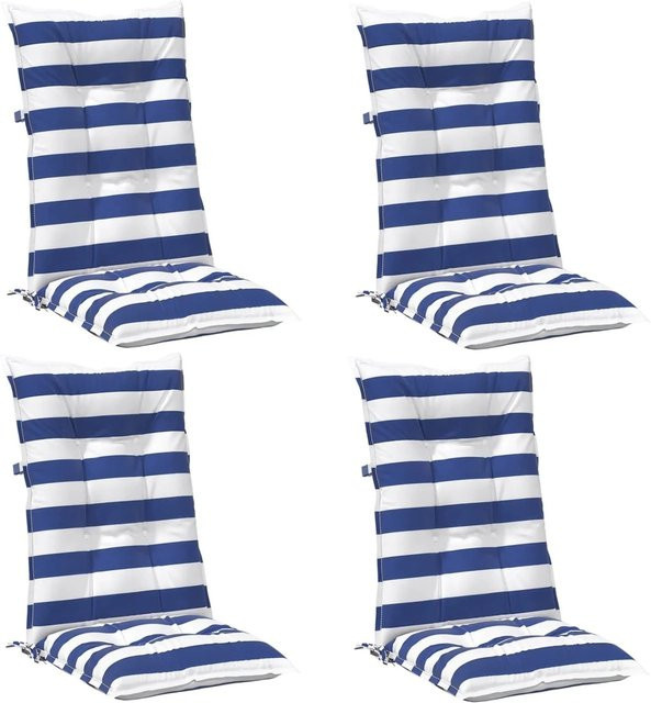 vidaXL Kissen für Draußen 4er Set in Blau und Weiß, rechteckig, B/H/T: 120 x 50 x 7 cm - Bild 1
