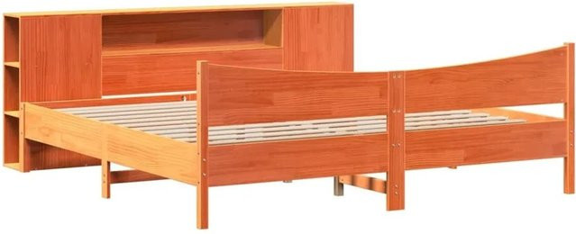vidaXL Massivholzbett aus Kiefernholz in Wachsbraun, rustikales Bett ohne Matratze, B/T/H: 200 x 206 x 82 cm - Bild 1