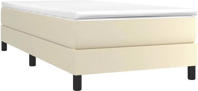 vidaXL Boxspringbett mit Matratze in Creme, Hybridbett mit Taschenfederkern aus Kunstleder, B/T/H: 90 x 190 x 25 cm - Bild 1