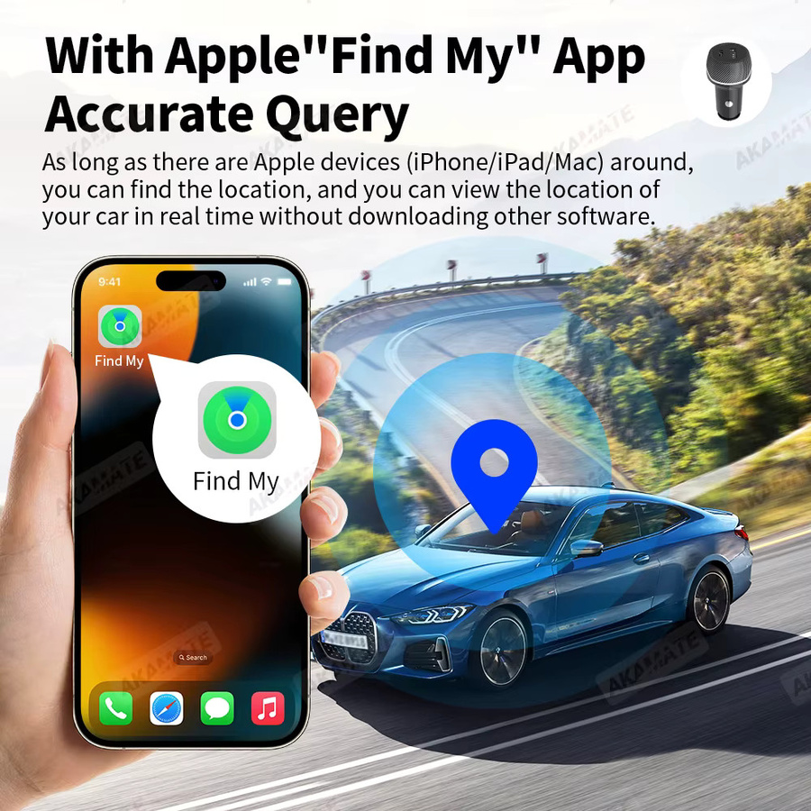 AKAMATE Auto-Ladegerät mit USB-C und GPS-Ortungsgerät für Apple Find My App in Schwarz - Bild 5