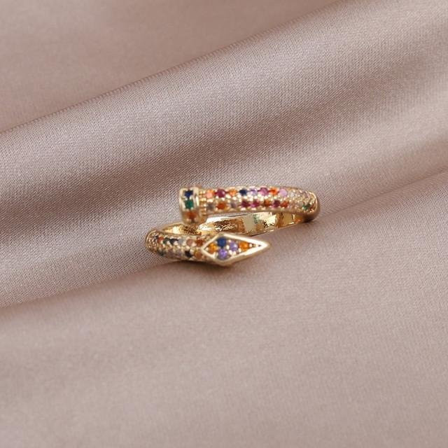 Wucifang Jewelry Ring, 14K Echtvergoldung, Farbiger Zirkon, Damen, Verstellbar - Bild 1