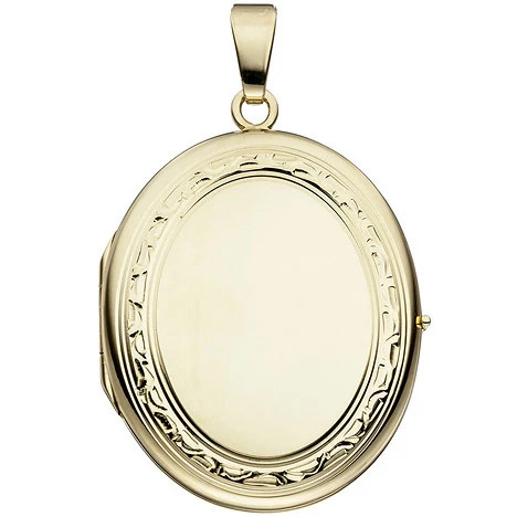 Colfem Medaillon Anhänger, 585 Gelbgold, oval - Bild 1