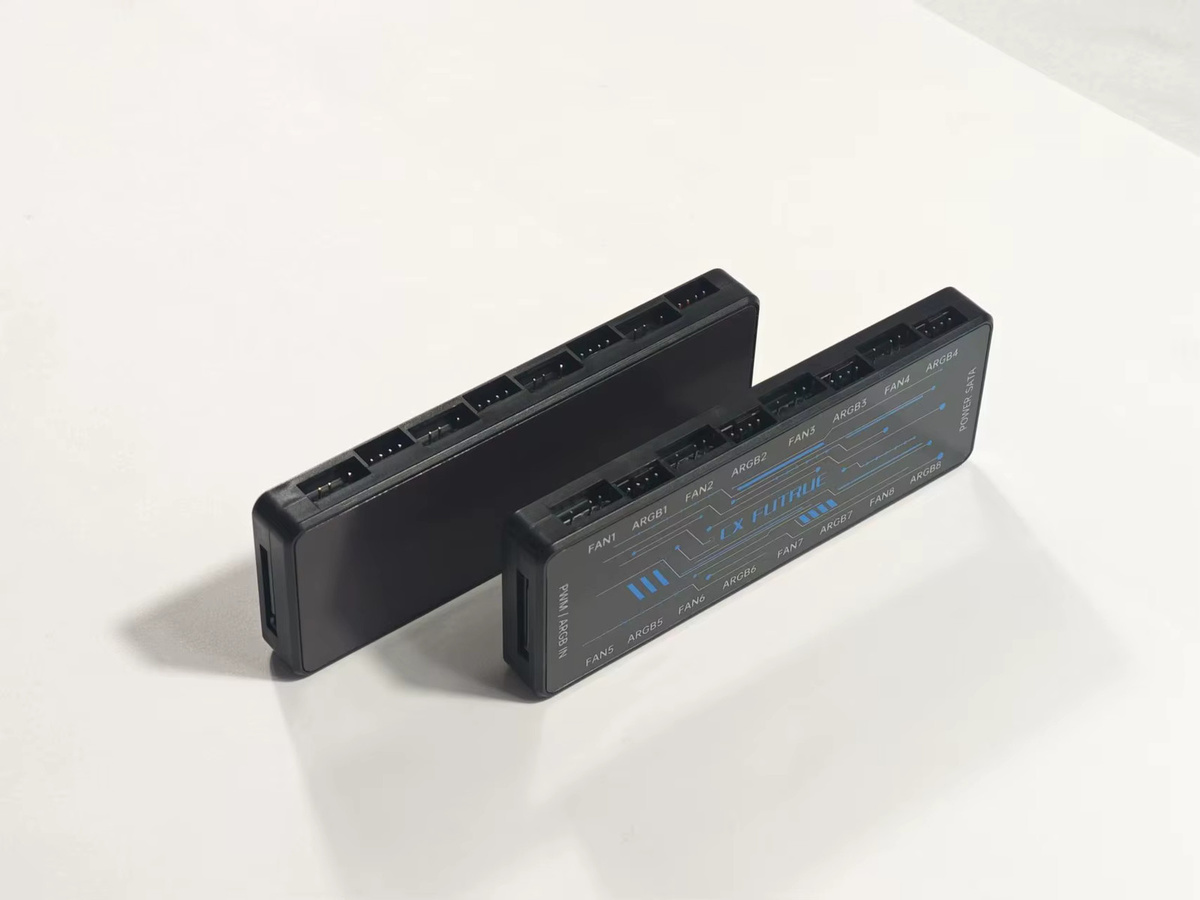 CX FUTRUE 8-Port PWM ARGB Lüftersteuerungshub mit Fernbedienung, 5V 3-Pin RGB, Magnetische Rückwand und SATA-Stromversorgung, Schwarz - Bild 2