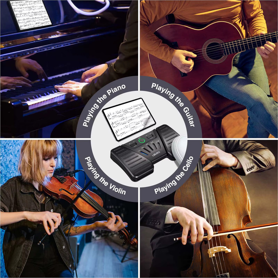 Lekato Pro Bluetooth Fußschalter Wireless Page Turner Pedal für iPad und Android Tablets in Schwarz - Bild 4