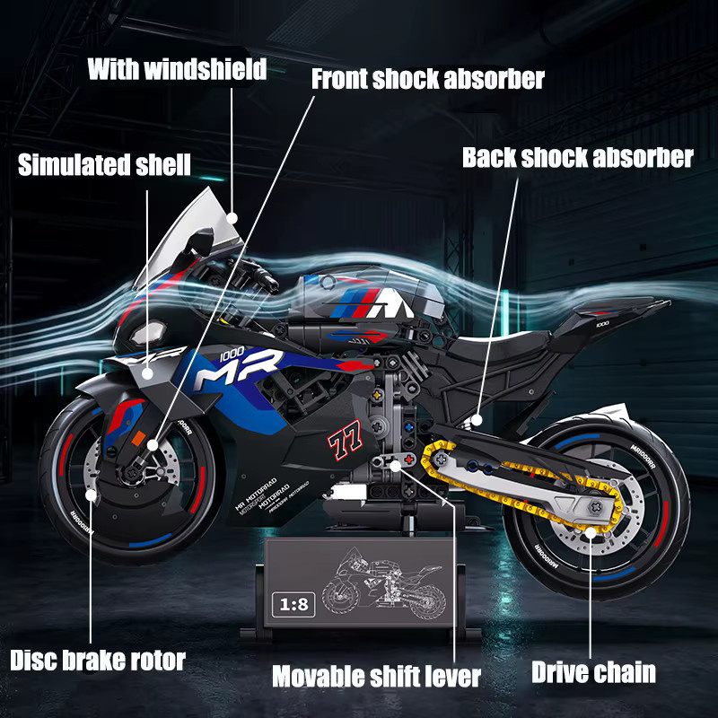 BXA Technische Simulation 1000 RR V4R Rennmotorrad, Bausteine Modell, Hightech-Motorrad - Bild 3