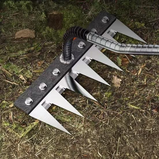 Hello Garden Garten-Unkrautrechen aus Kohlenstoffstahl mit 8 Zinken als Schwerlast-Unkrautzieher und Hand-Auswurzelwerkzeug - Bild 5