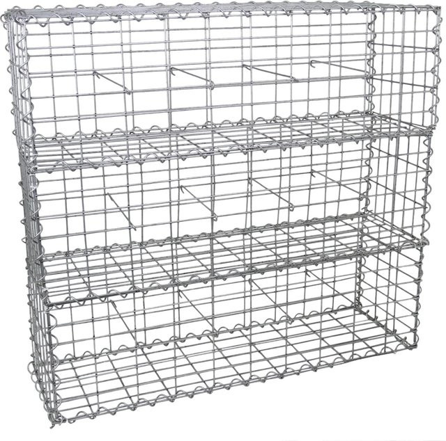Monstershop Gabionenkörbe aus verzinktem Stahl, Set mit 6 Körben, Farbe: Grau/Silber, B/T/H: 100 x 30 x 30 cm - Bild 1